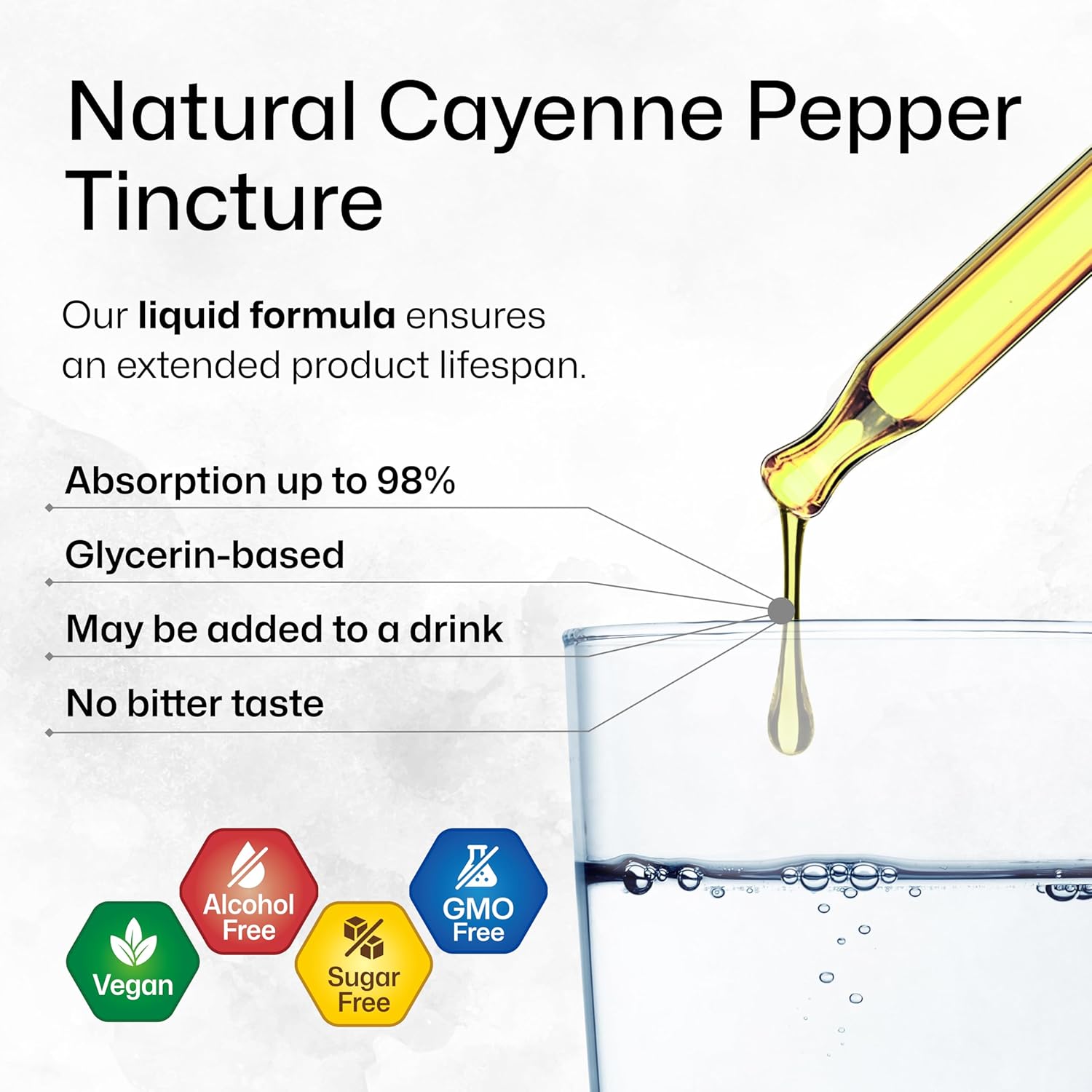 Organic Cayenne Pepper Extract Liquid Drops - Pure Capsaicin Supplement for Digestive Health - 4 Fl.Oz. Sugar & Alcohol Free