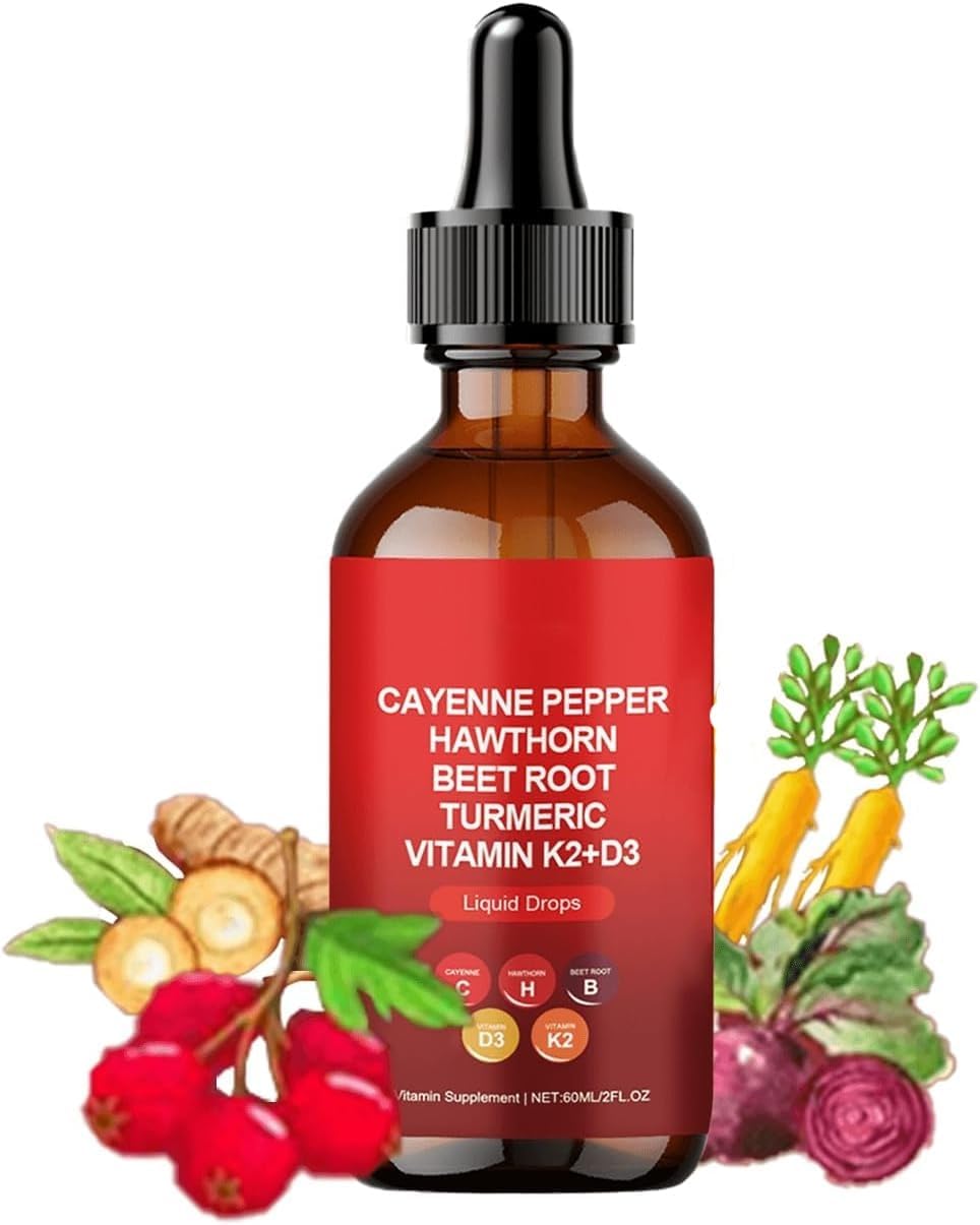 Organic Cayenne Pepper Liquid Drops with Hawthorn and Beet Root for Enhanced Supplement Support