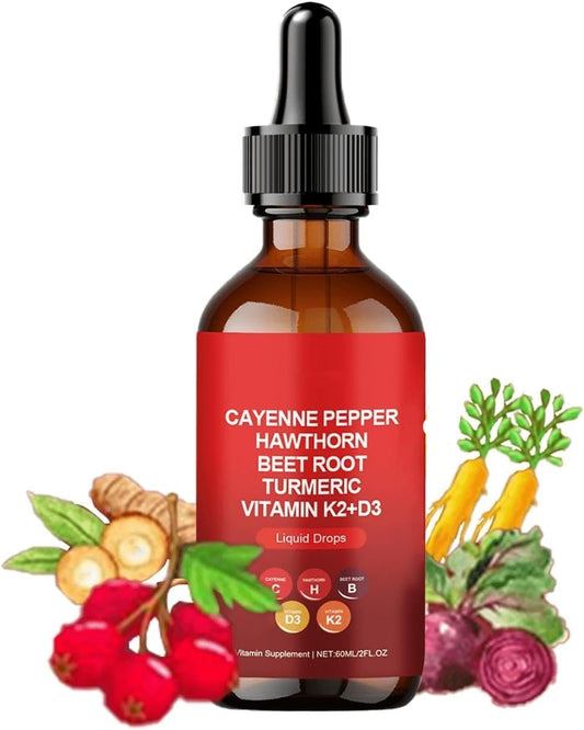 Organic Cayenne Pepper Liquid Drops with Hawthorn and Beet Root for Enhanced Supplement Support