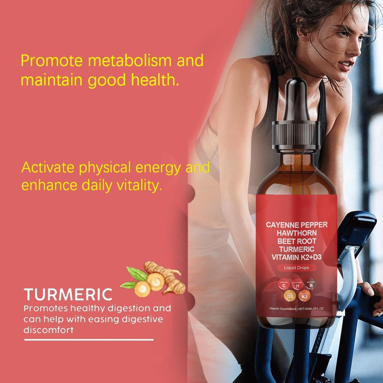 Organic Cayenne Pepper Liquid Drops with Hawthorn and Beet Root for Enhanced Supplement Support