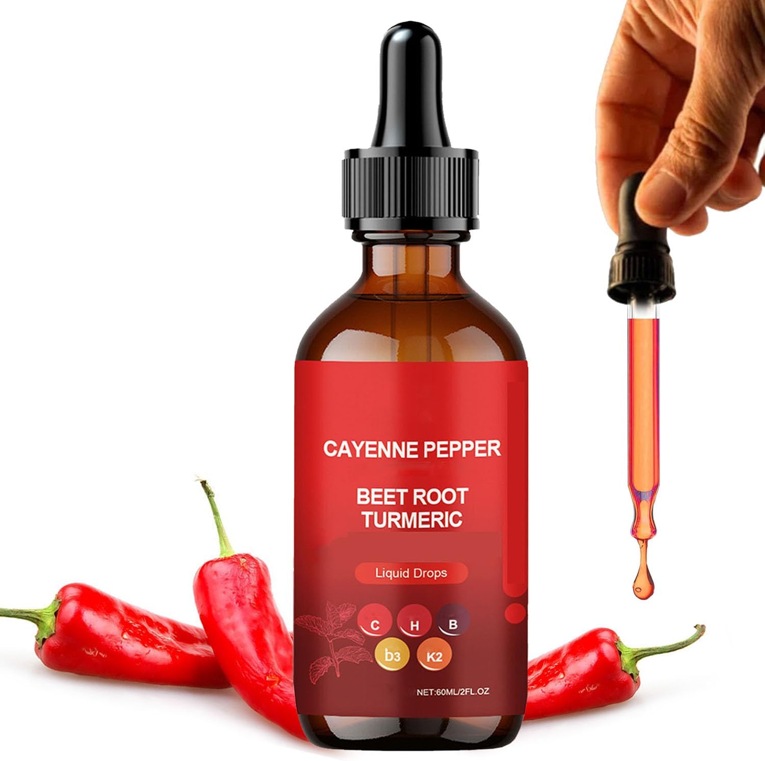 Organic Cayenne Pepper Liquid Extract Drops - 2 OZ (1 PCS)