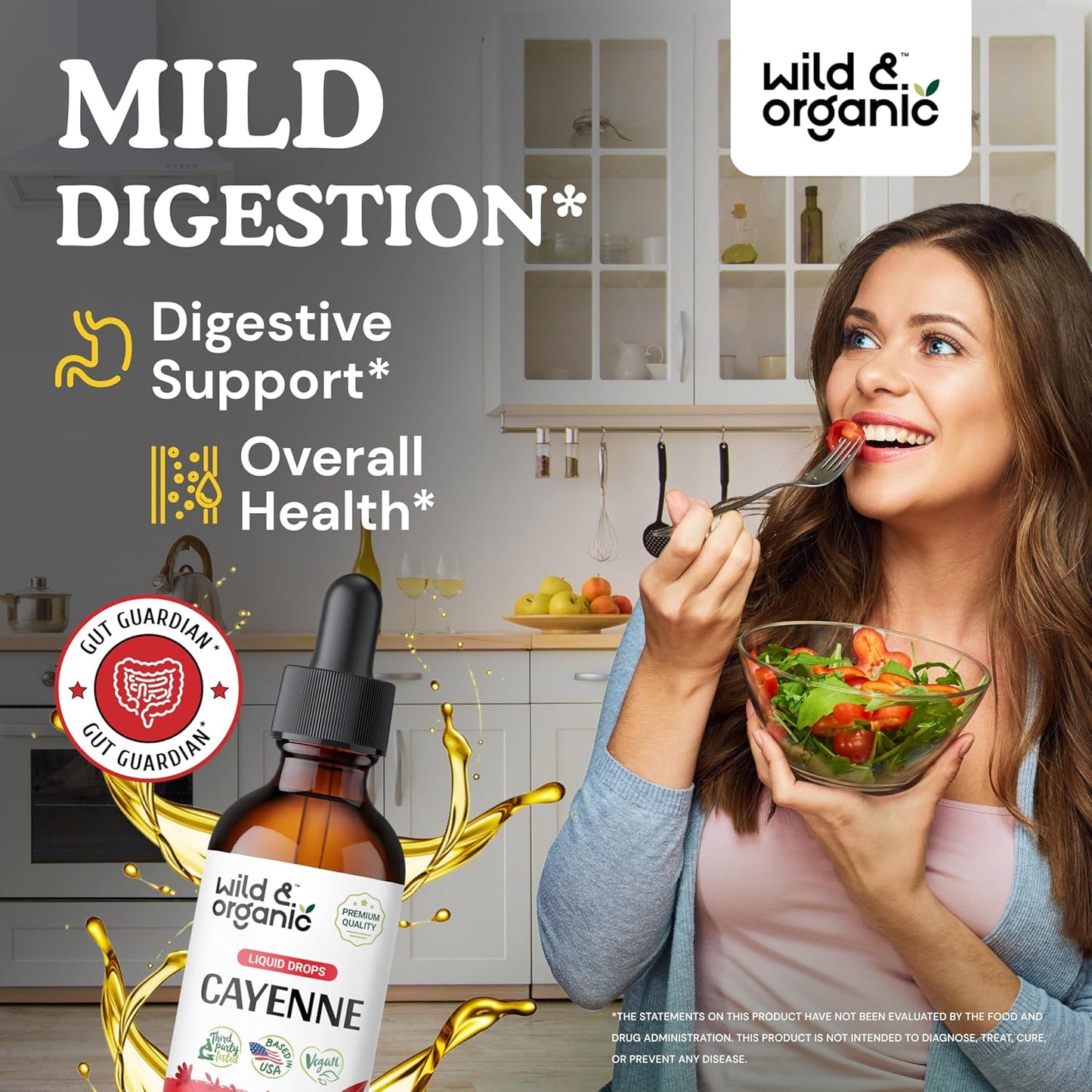 Organic Cayenne Pepper Tincture for Digestive Support - Capsaicin Supplement Liquid - Vegan & Alcohol-Free - 2 fl oz