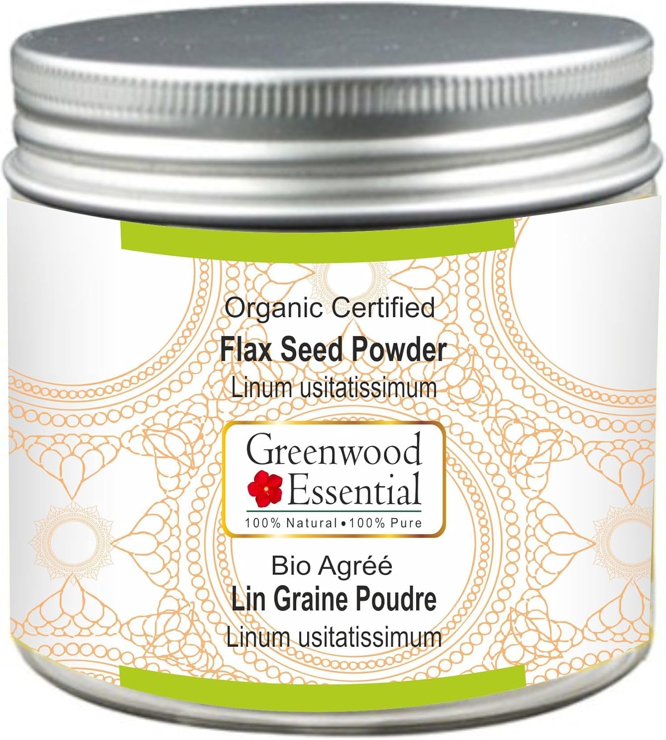 Organic Certified Flax Seed Powder 200gm - 100% Pure Therapeutic Grade - Greenwood Essential