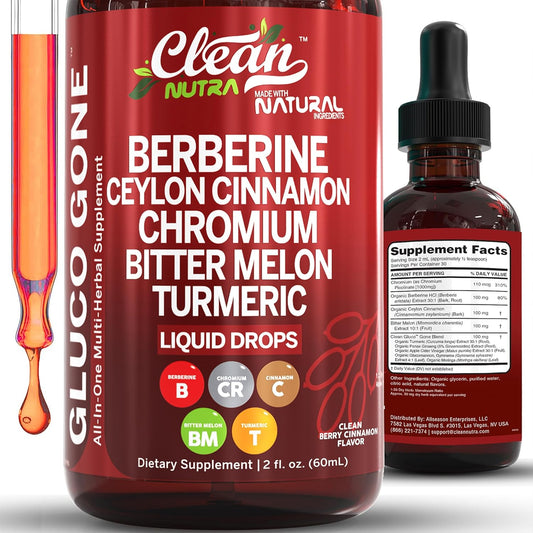 Organic Ceylon Cinnamon Berberine Liquid Drops Supplement with Bitter Melon Extract - Potent Nutraceuticals Formula