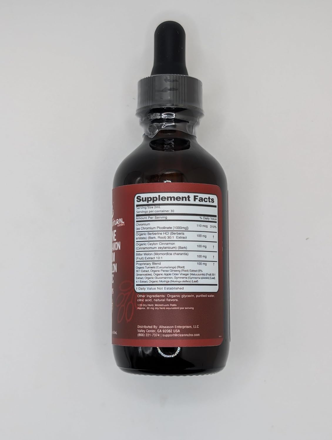 Organic Ceylon Cinnamon Berberine Liquid Drops Supplement with Bitter Melon Extract - Potent Nutraceuticals Formula