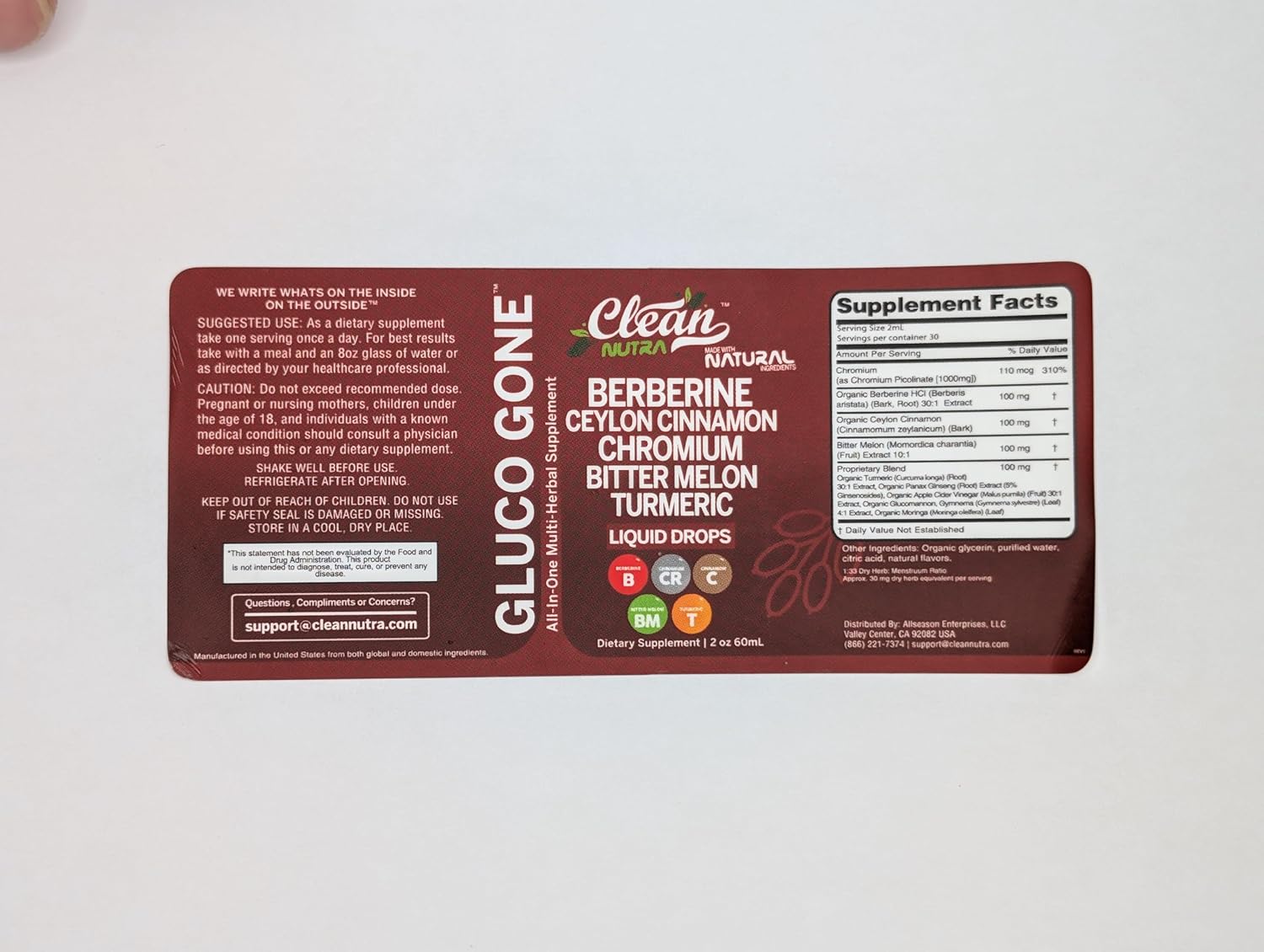 Organic Ceylon Cinnamon Berberine Liquid Drops Supplement with Bitter Melon Extract - Potent Nutraceuticals Formula