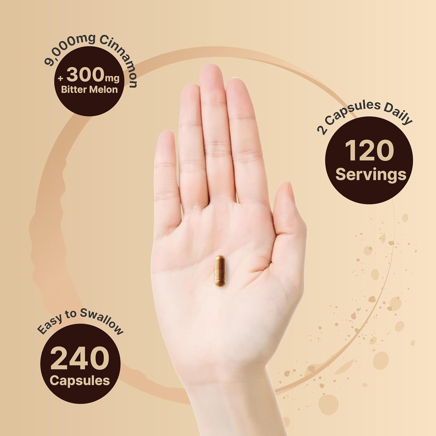 Organic Ceylon Cinnamon & Bitter Melon Capsules - 9,000mg, 240 Count - Non-GMO & Gluten-Free - Sri Lanka Cinnamon