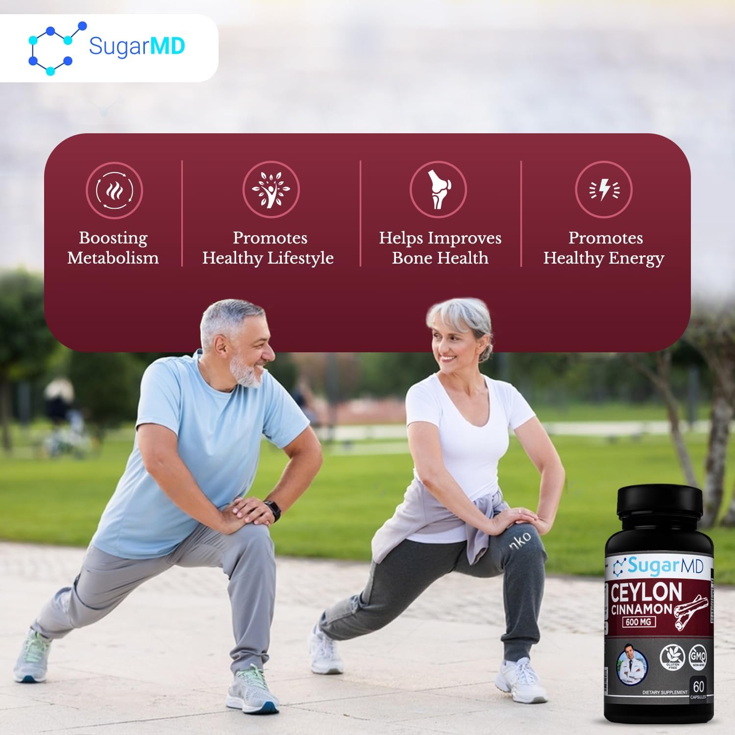 Organic Ceylon Cinnamon Capsules - 600mg Supplement, Non-GMO, Gluten-Free, Vegan - 60 Day Supply