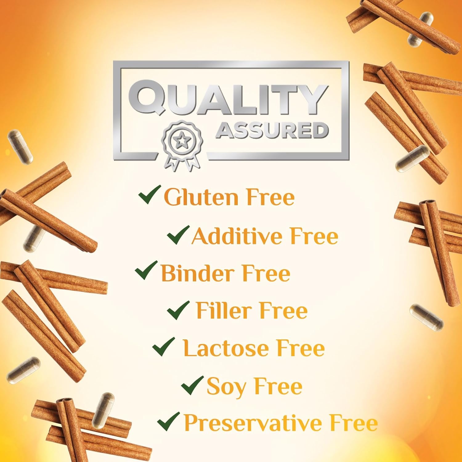 Organic Ceylon Cinnamon Capsules 1800mg - Non-GMO Antioxidant Pills, 60 Count Gluten Free Supplement