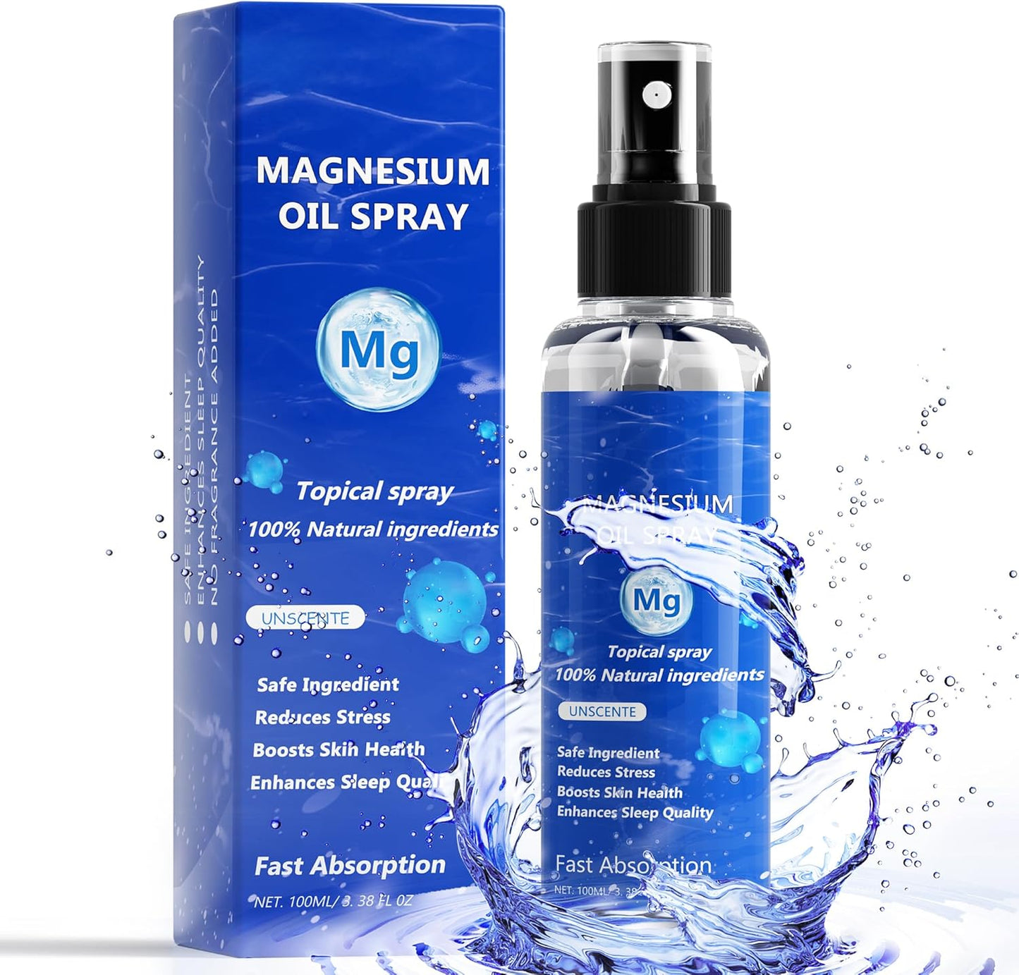 Organic Chamex Magnesium Oil Spray, 3.38OZ - Pure & Extra Strength for Skin & Body - Easy Absorption