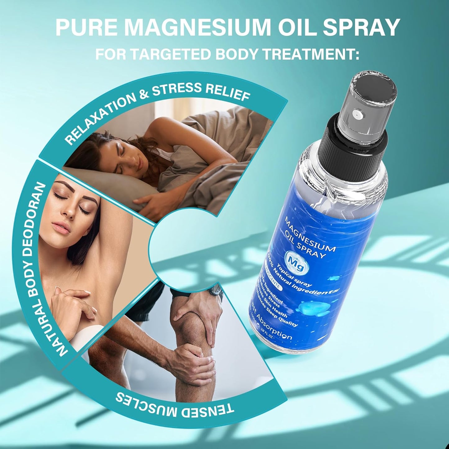 Organic Chamex Magnesium Oil Spray, 3.38OZ - Pure & Extra Strength for Skin & Body - Easy Absorption