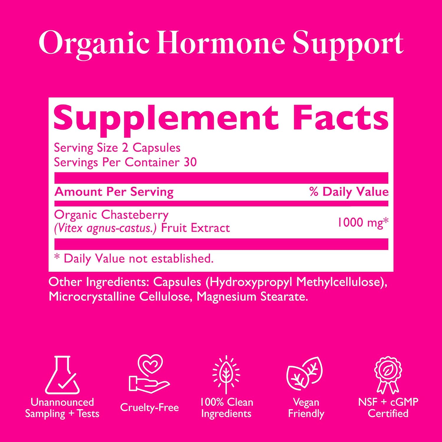 Organic Chasteberry Hormone Balance Supplement for Women - 60 Capsules for Hormone Harmony, Period Support, and Perimenopause Balance