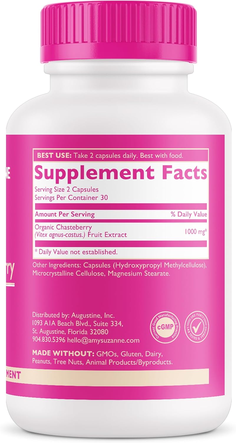 Organic Chasteberry Hormone Balance Supplement for Women - 60 Capsules for Hormone Harmony, Period Support, and Perimenopause Balance