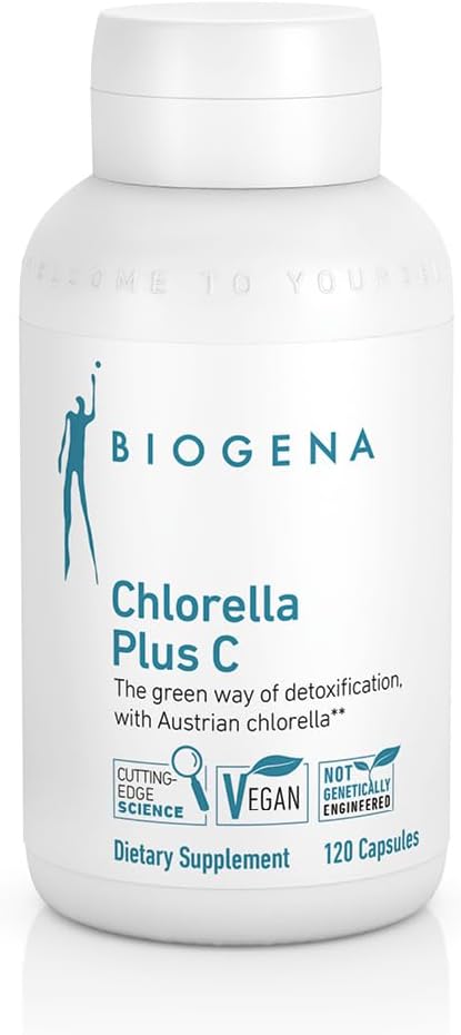 Organic Chlorella Plus C Capsules - 900mg Green Alga Detox Support Supplement