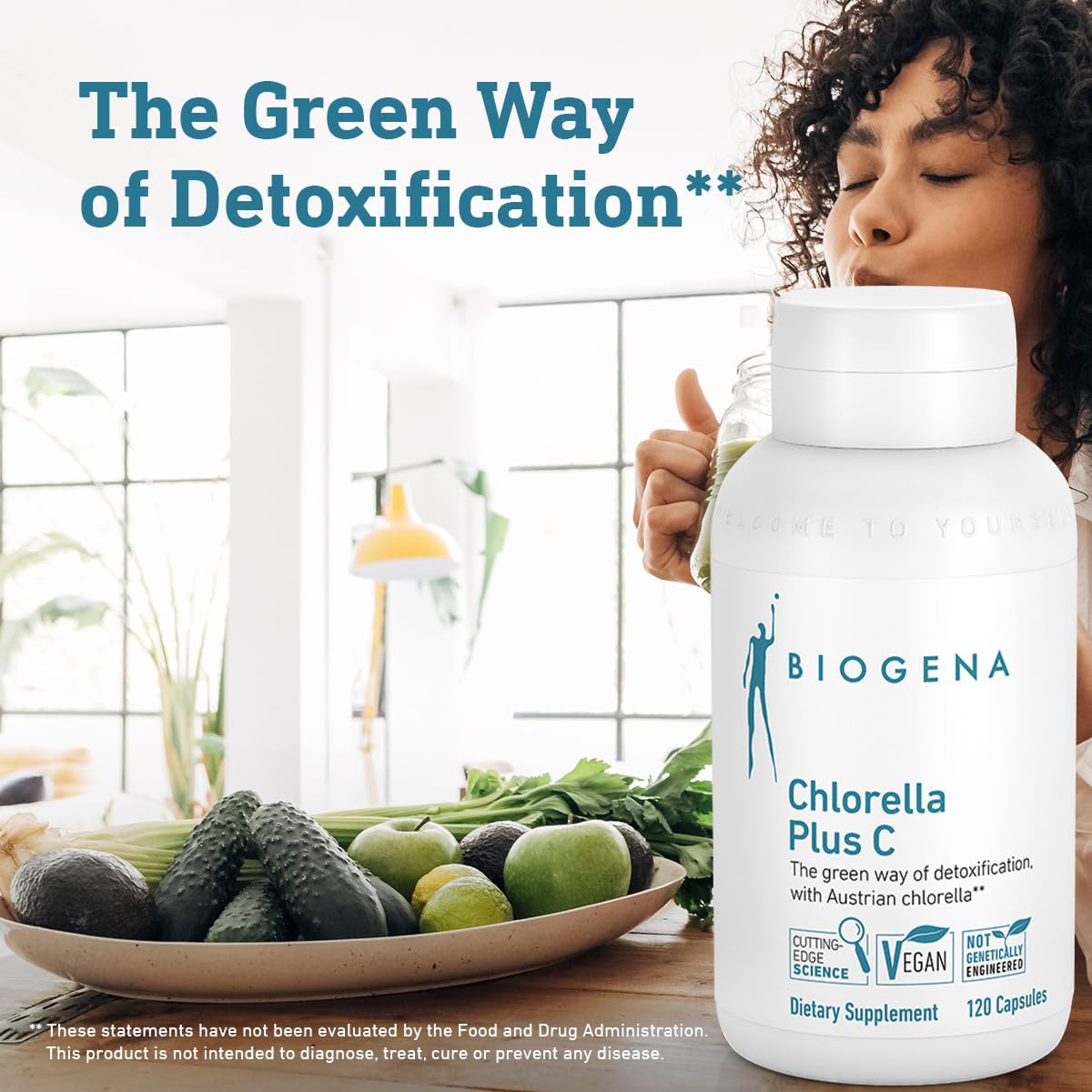 Organic Chlorella Plus C Capsules - 900mg Green Alga Detox Support Supplement