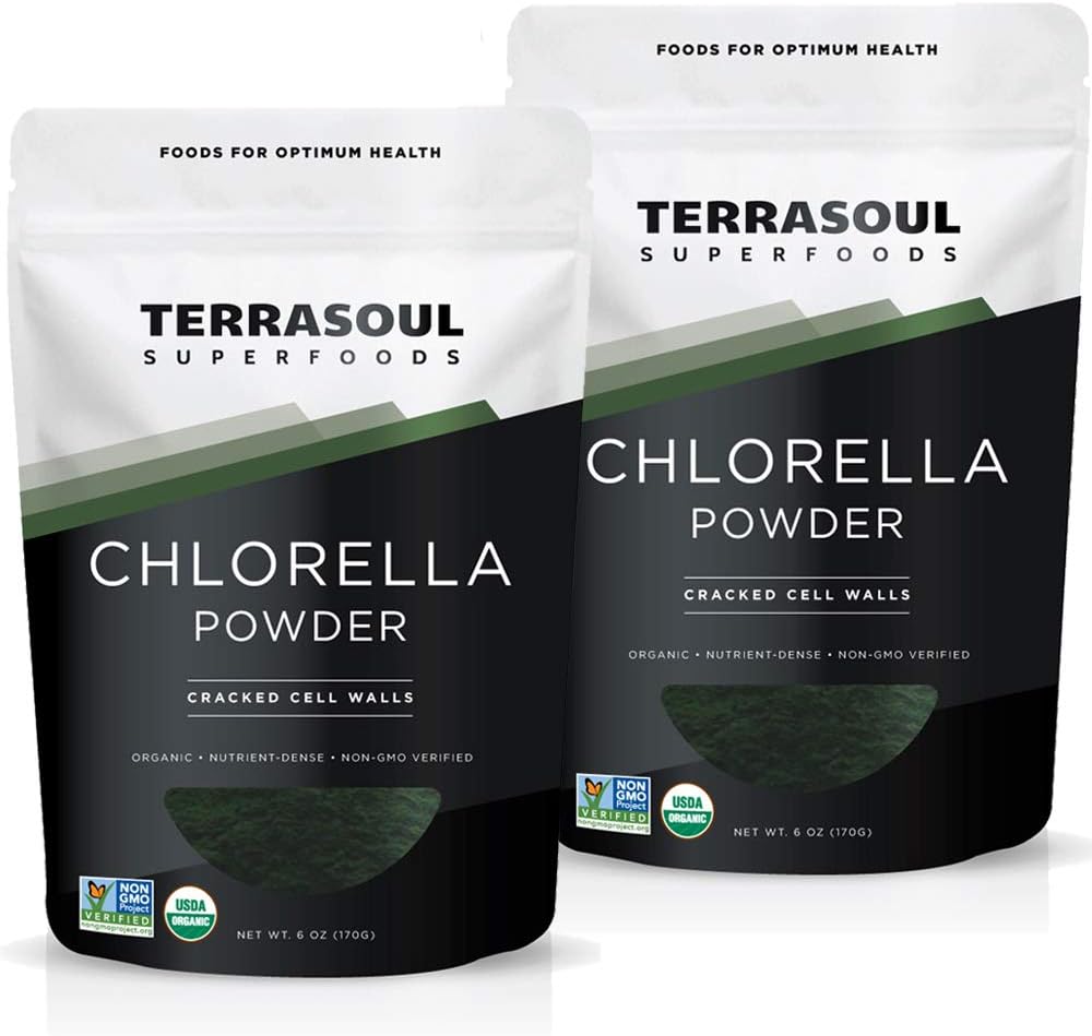 Organic Chlorella Powder with Cracked Cell Walls - 24 Oz (2 Pack) by Terrasoul Superfoods