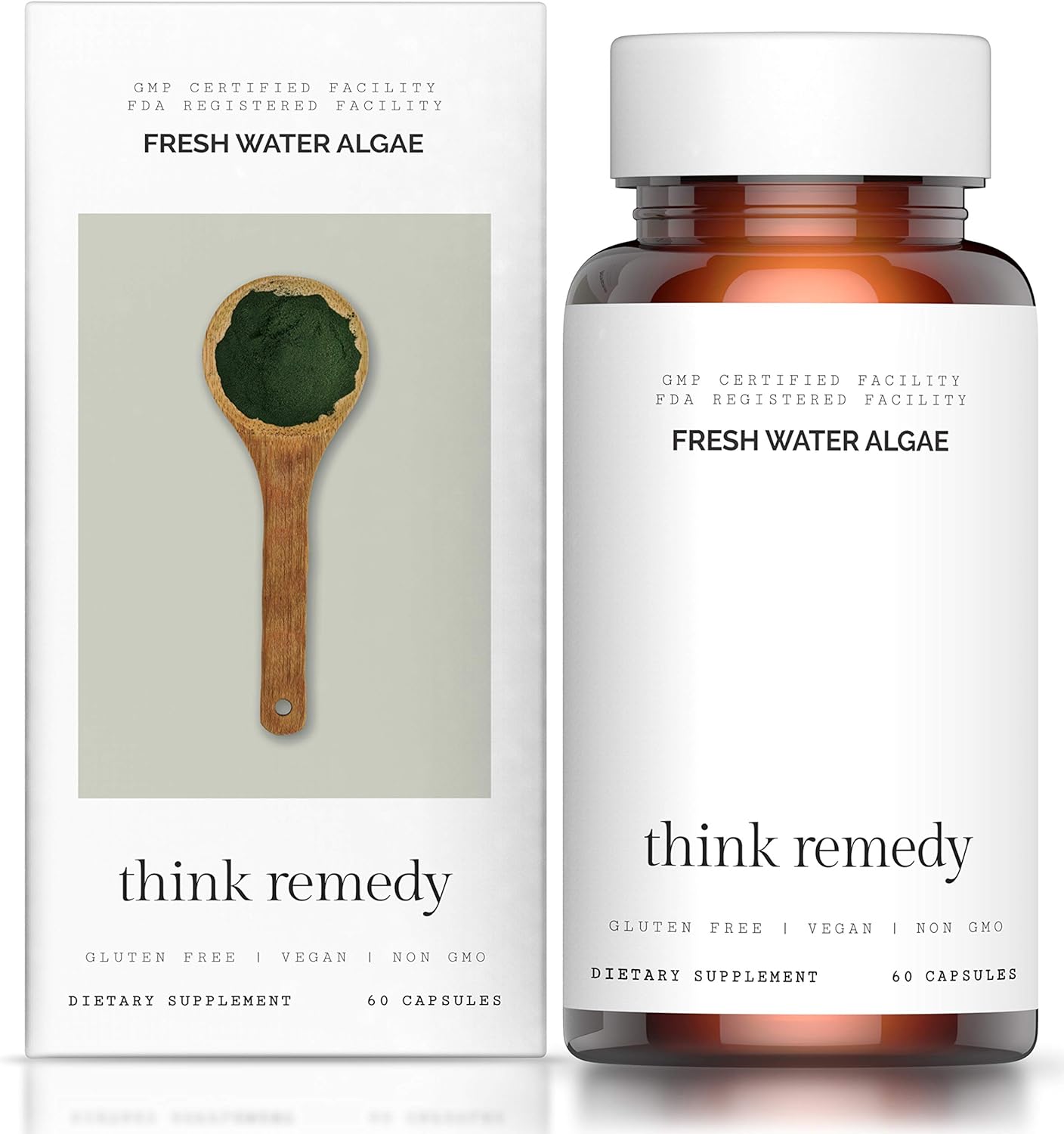 Organic Chlorella Spirulina Capsules - Detox Supplement with Potent Chlorophyll - 60 Pills - Freshwater Algae Blend