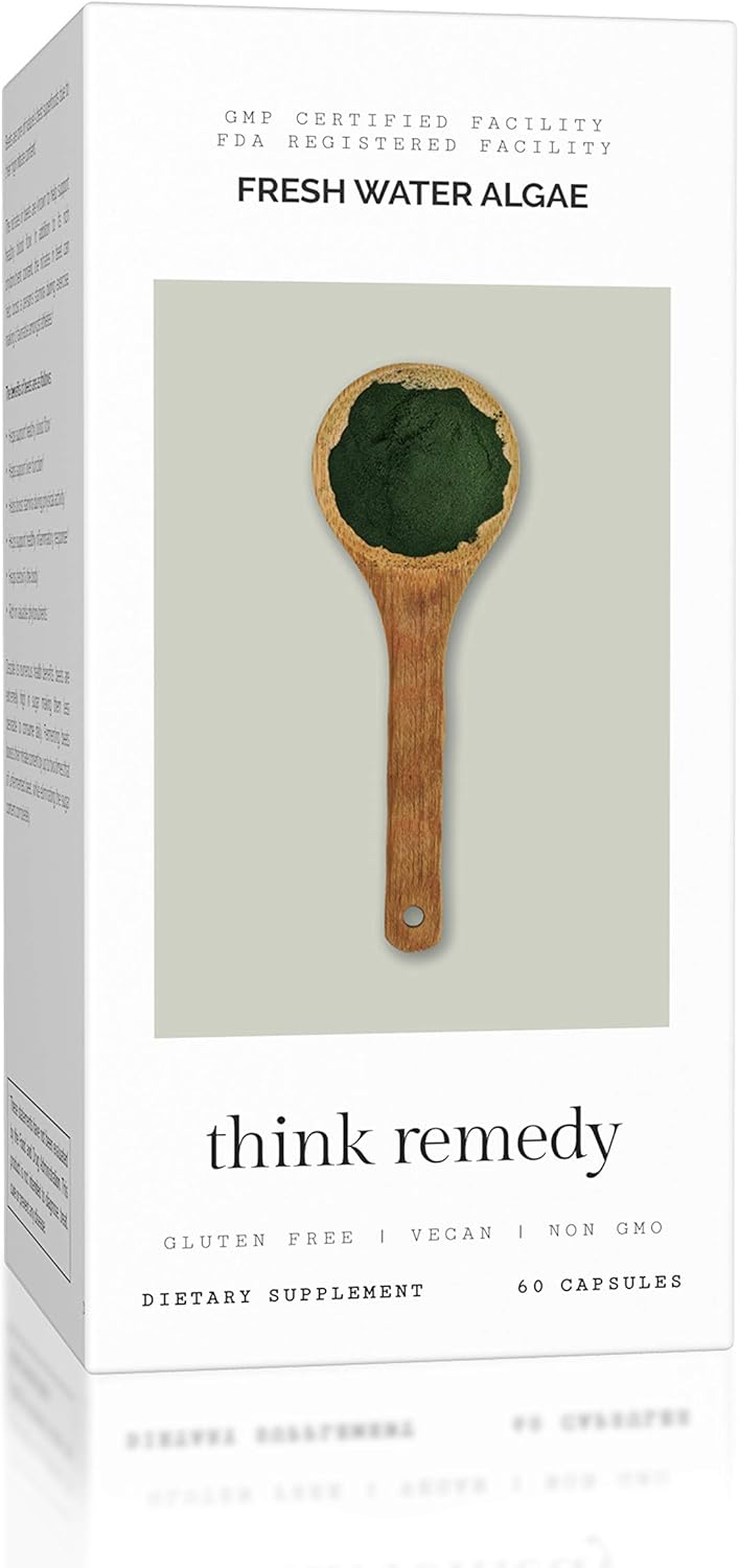 Organic Chlorella Spirulina Capsules - Detox Supplement with Potent Chlorophyll - 60 Pills - Freshwater Algae Blend