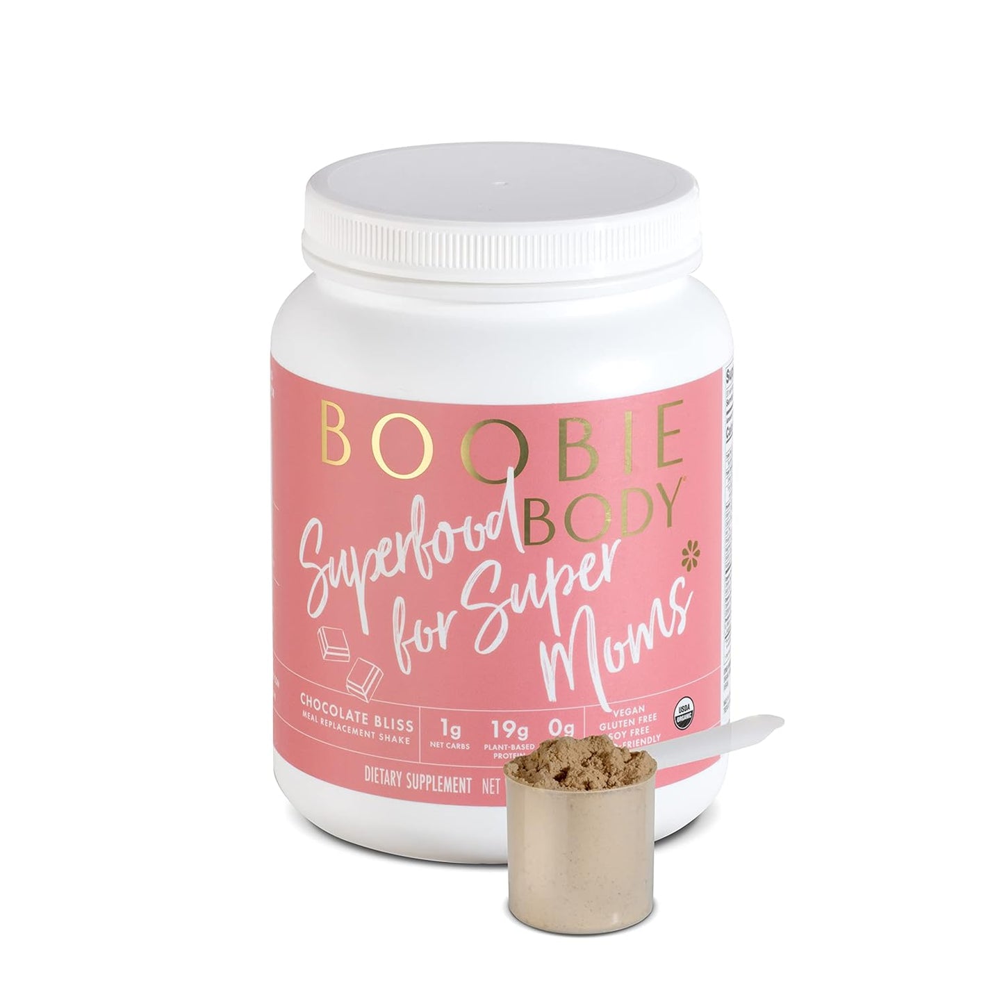 Organic Chocolate Bliss Superfood Protein Shake for Moms, Pregnancy & Lactation Support - Dairy-Free, Gluten-Free, Vegan with Probiotics (20 Servings)