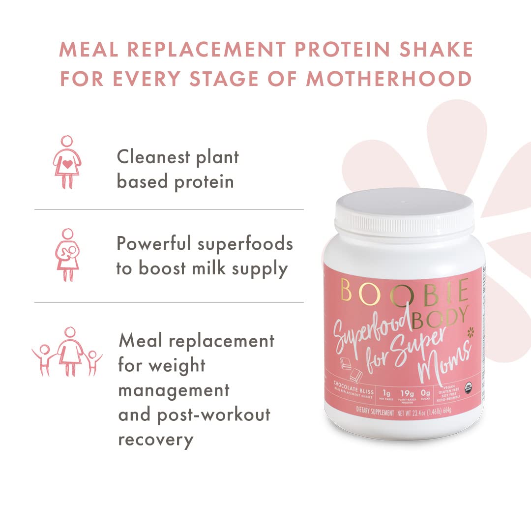 Organic Chocolate Bliss Superfood Protein Shake for Moms, Pregnancy & Lactation Support - Dairy-Free, Gluten-Free, Vegan with Probiotics (20 Servings)
