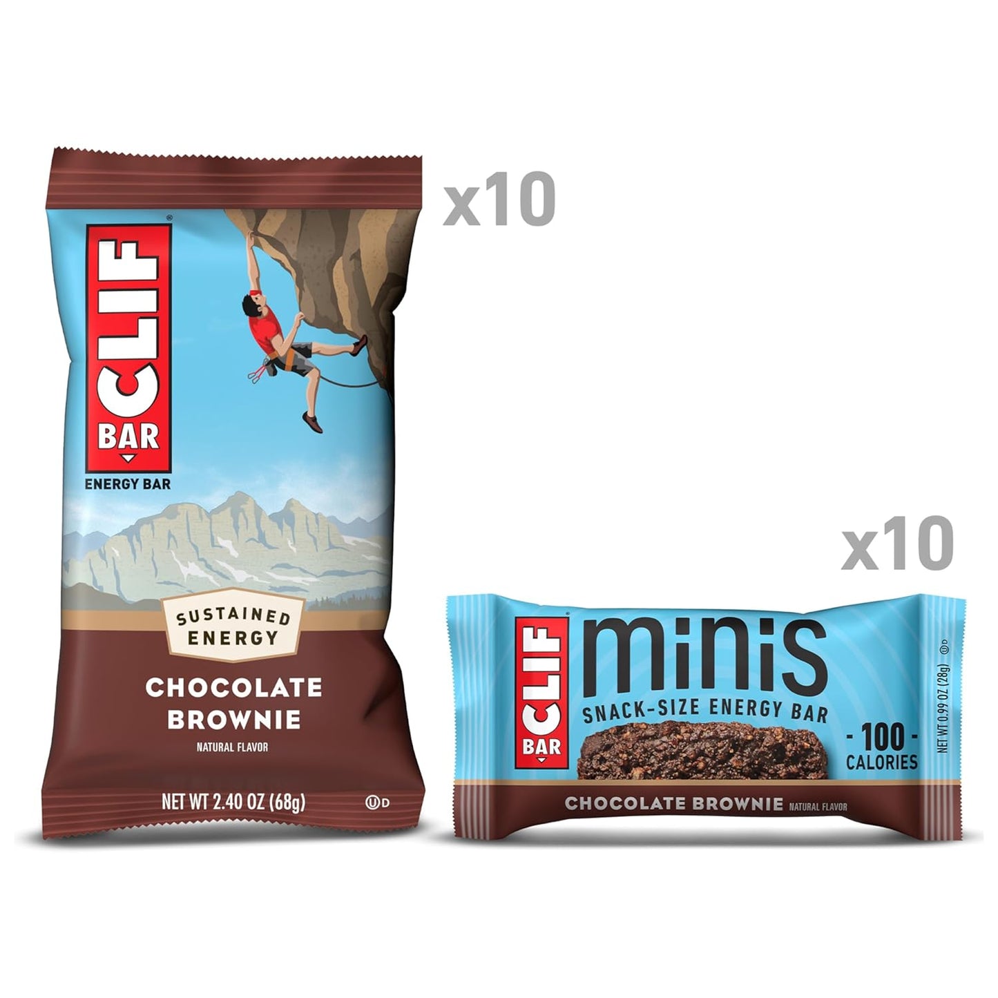Organic Chocolate Brownie CLIF BAR Energy Bars - Plant Based, Non-GMO - Full Size & Mini Bars - 20 Count