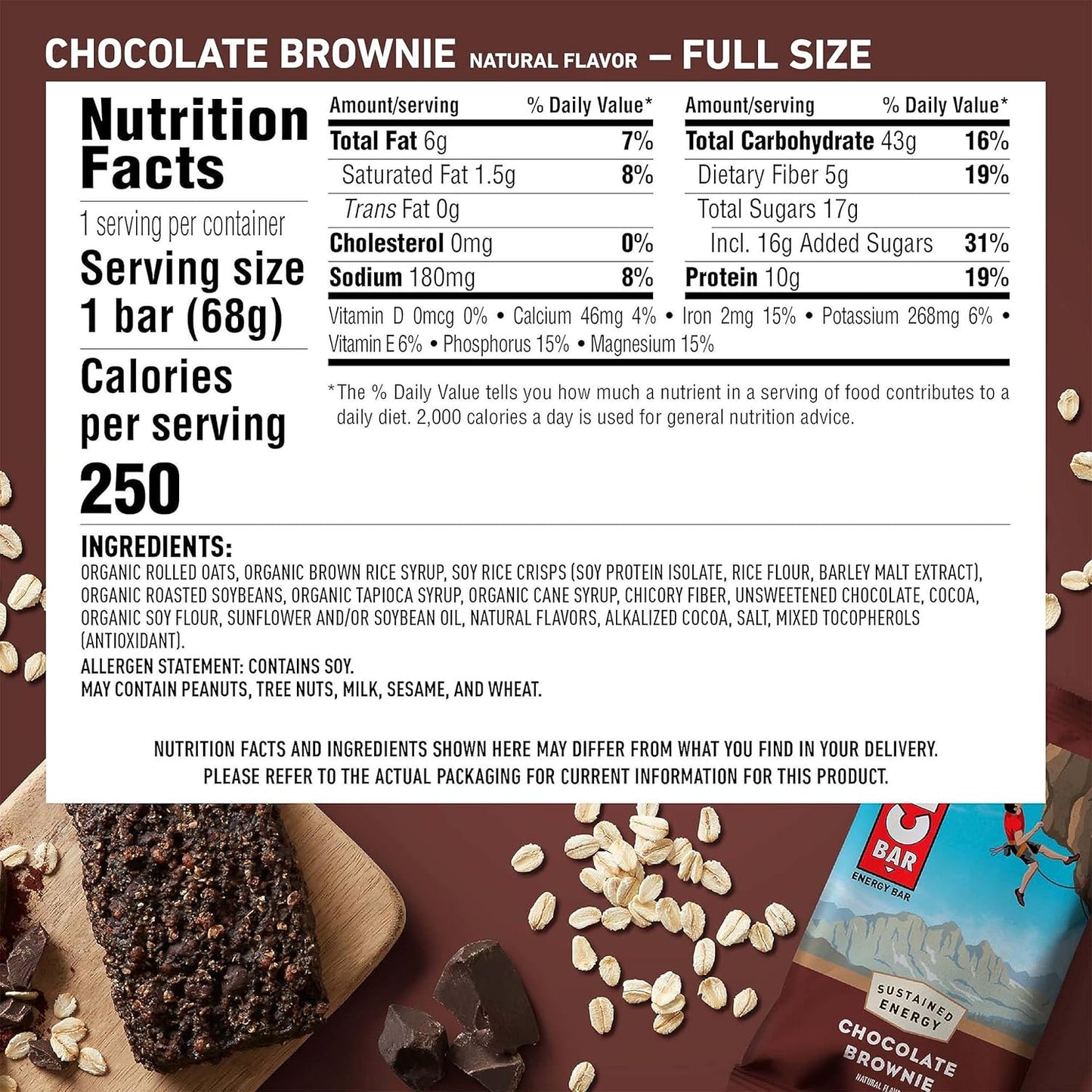 Organic Chocolate Brownie CLIF BAR Energy Bars - Plant Based, Non-GMO - Full Size & Mini Bars - 20 Count