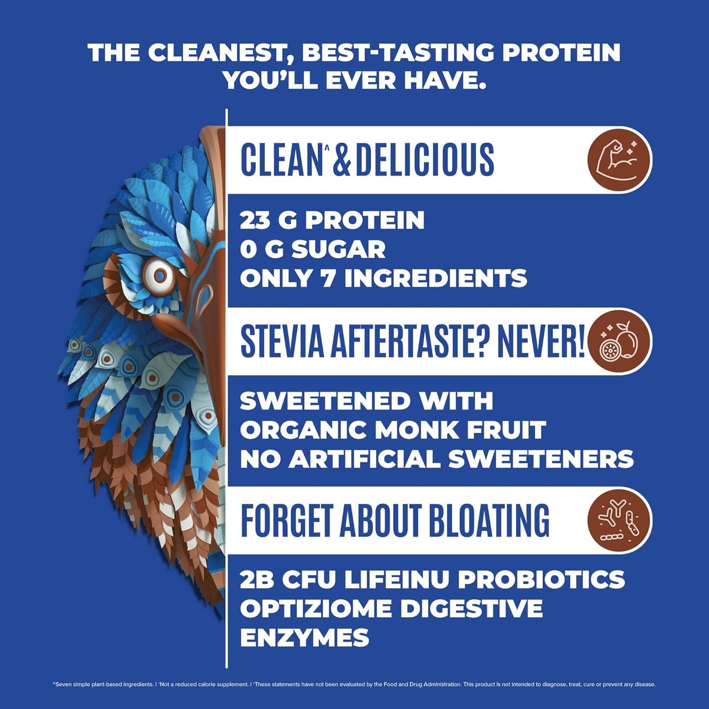 Organic Chocolate Falcon Vegan Protein Powder with Probiotics - Plant Based, Low Carb, Dairy Free, Keto Friendly - 40 Servings, 2.64lb