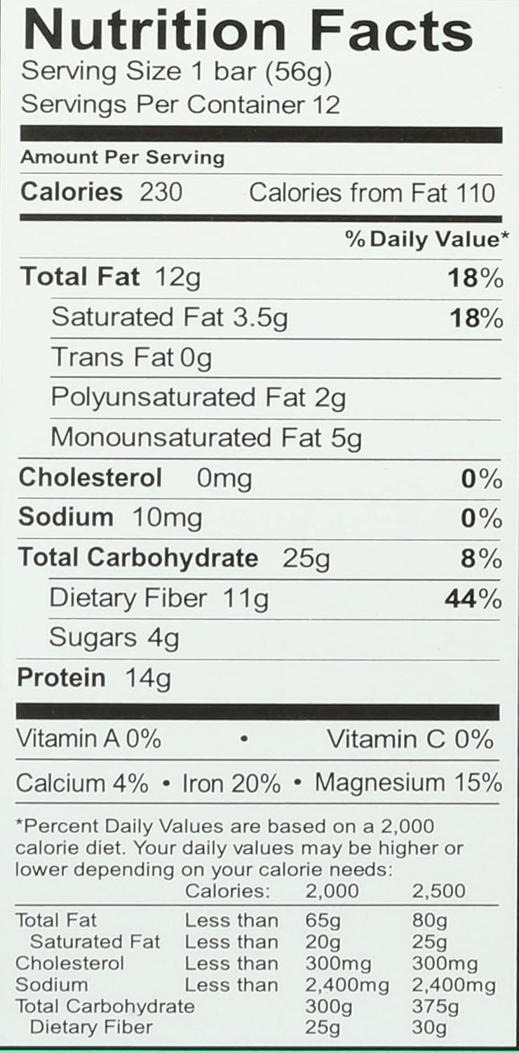 Organic Chocolate Mint Protein Bars - 14g Plant-Based Protein, USDA Certified, Gluten Free & Non-GMO - 56g (12 Pack)