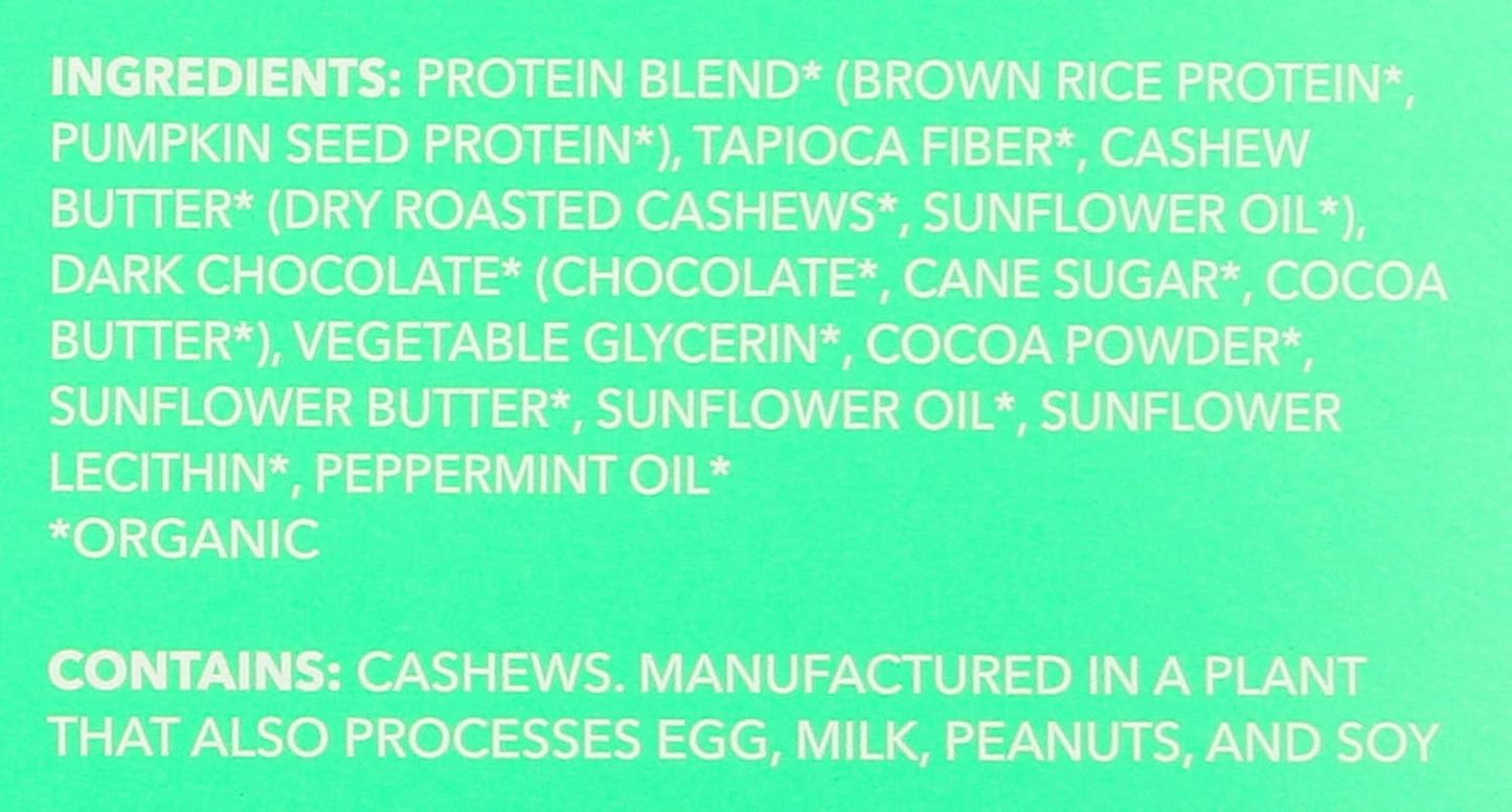 Organic Chocolate Mint Protein Bars - 14g Plant-Based Protein, USDA Certified, Gluten Free & Non-GMO - 56g (12 Pack)