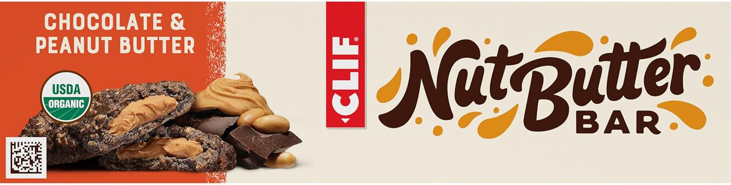 Organic Chocolate Peanut Butter Nut Butter Bars - Non-GMO Energy Bars - Plant-Based Snack - Low Glycemic (12 Pack)