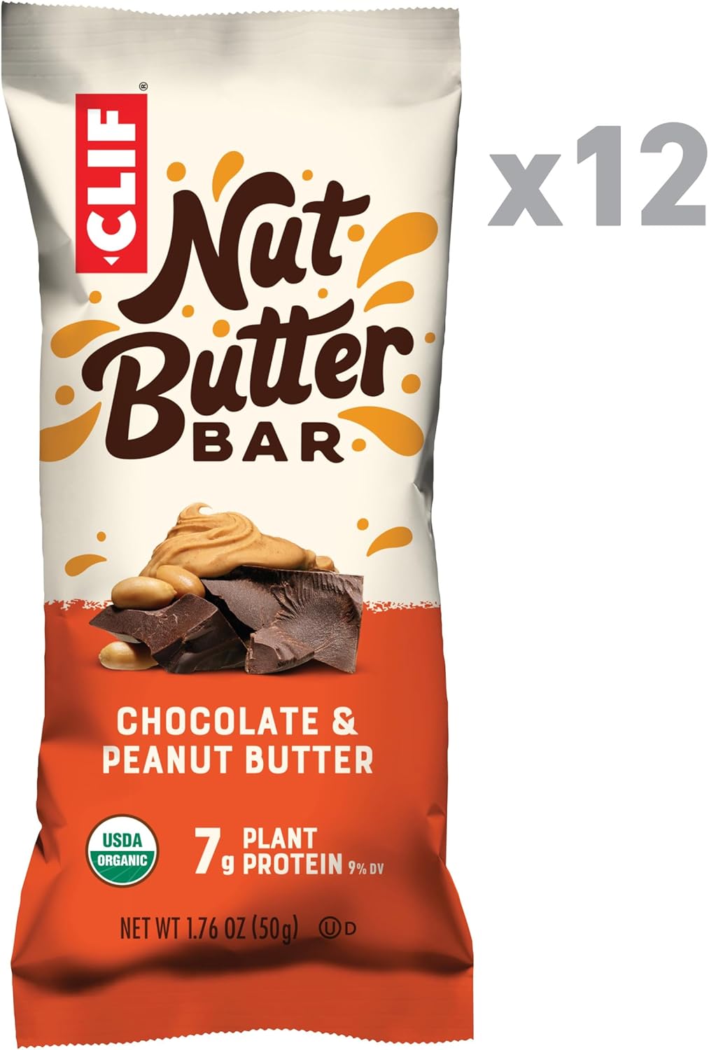 Organic Chocolate Peanut Butter Nut Butter Bars - Non-GMO Energy Bars - Plant-Based Snack - Low Glycemic (12 Pack)