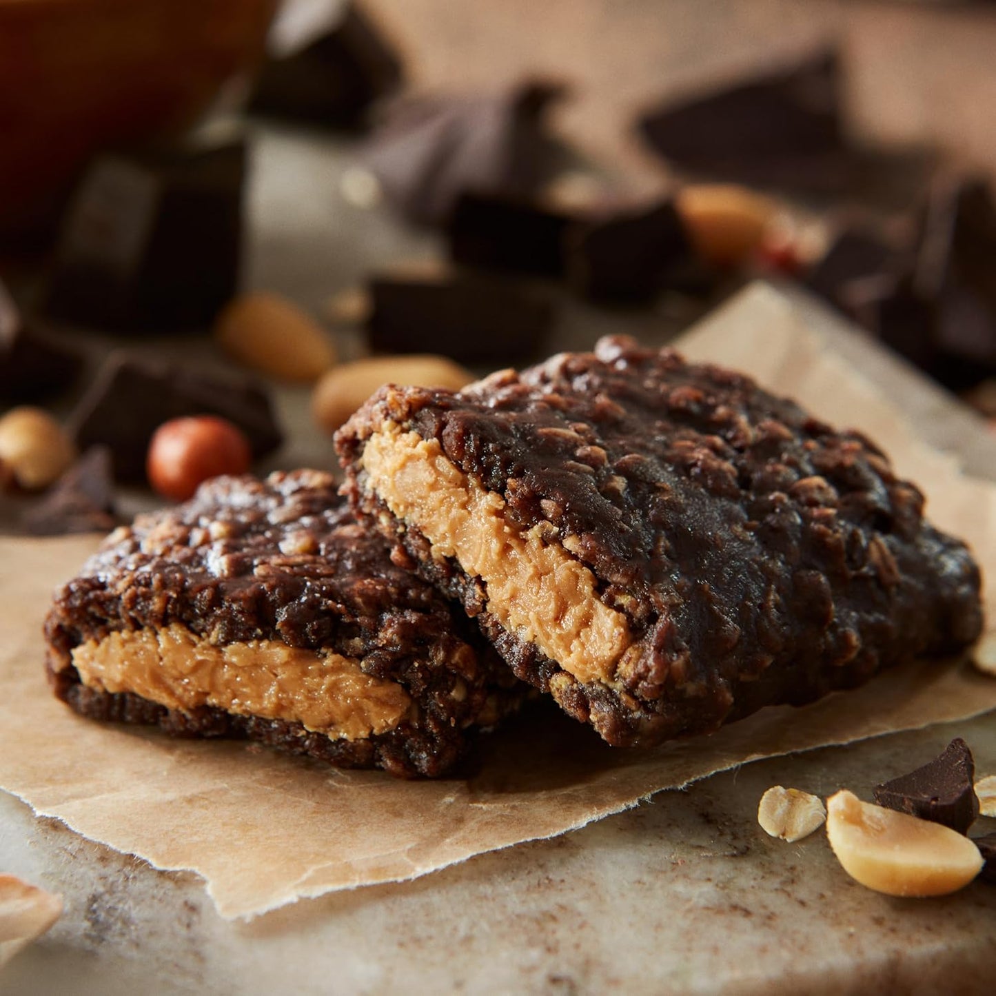 Organic Chocolate Peanut Butter Nut Butter Bars - Non-GMO Energy Bars - Plant-Based Snack - Low Glycemic (12 Pack)