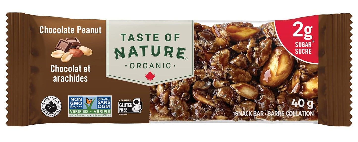 Organic Chocolate Peanut Energy Bars with Low Sugar and High Fiber - 16 Count Pack