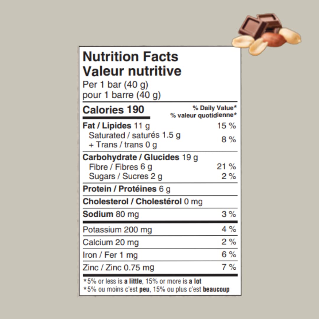 Organic Chocolate Peanut Energy Bars with Low Sugar and High Fiber - 16 Count Pack