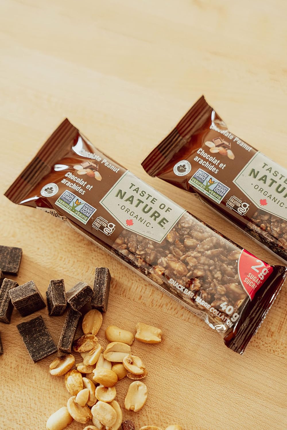 Organic Chocolate Peanut Energy Bars with Low Sugar and High Fiber - 16 Count Pack