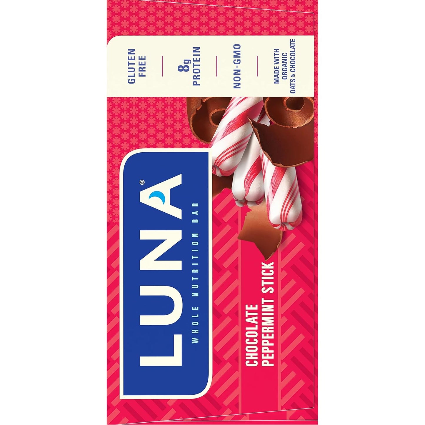 Organic Chocolate Peppermint Stick LUNA Bar Snack Bars - Non-GMO Gluten-Free Protein (12 Pack)