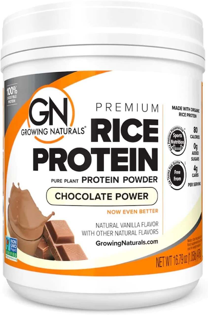 Organic Chocolate Rice Protein Powder - 16.8 oz, Non-GMO, Vegan Friendly