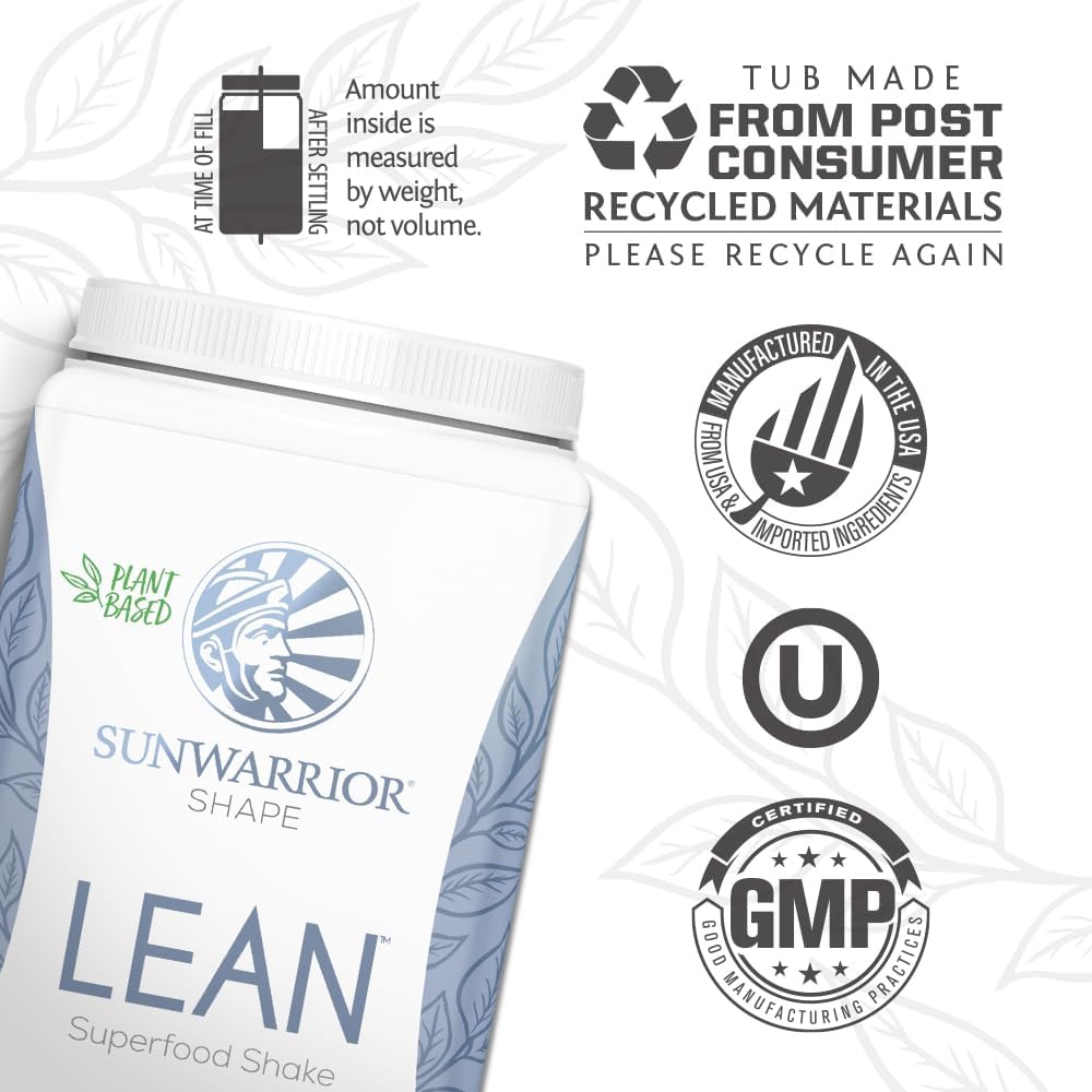 Organic Chocolate Sunwarrior Vegan Protein Shake Meal Replacement - Gluten Free, Non-GMO, Dairy Free, Low Carb Plant Based Protein Supplement - 20 Servings for Lean Shape
