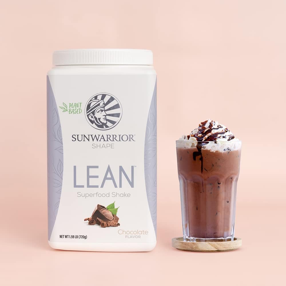 Organic Chocolate Sunwarrior Vegan Protein Shake Meal Replacement - Gluten Free, Non-GMO, Dairy Free, Low Carb Plant Based Protein Supplement - 20 Servings for Lean Shape