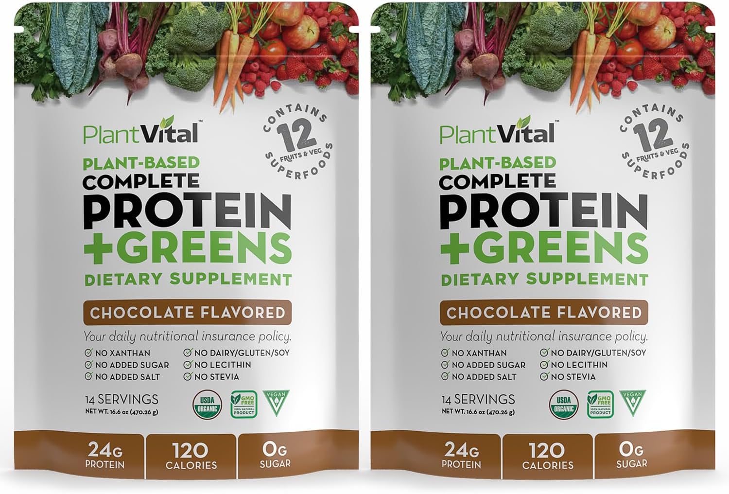 Organic Chocolate Vegan Protein Powder with Superfoods, Veggies, and Probiotics - 24g Protein, 0g Sugar, Keto-Friendly - 32oz