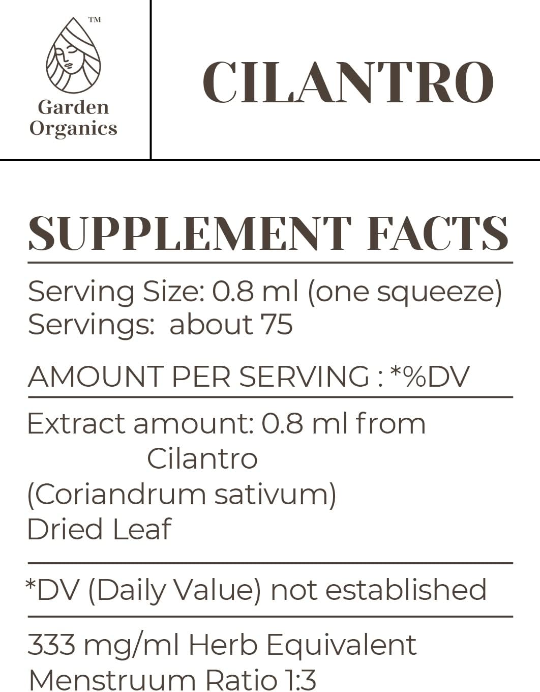 Organic Cilantro Liquid Drops Extract, 100% Alcohol-Free Immune System Booster Tincture (2 fl oz)