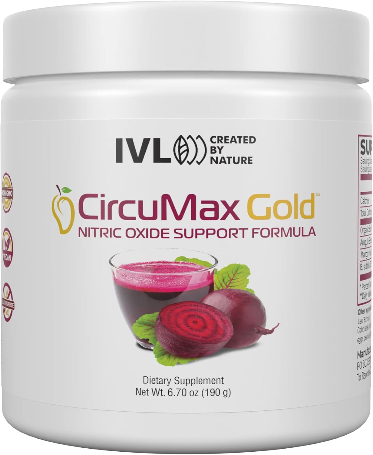 Organic CircuMax Gold Nitric Oxide Boost Powder with Beetroot and Mango - 30 Servings