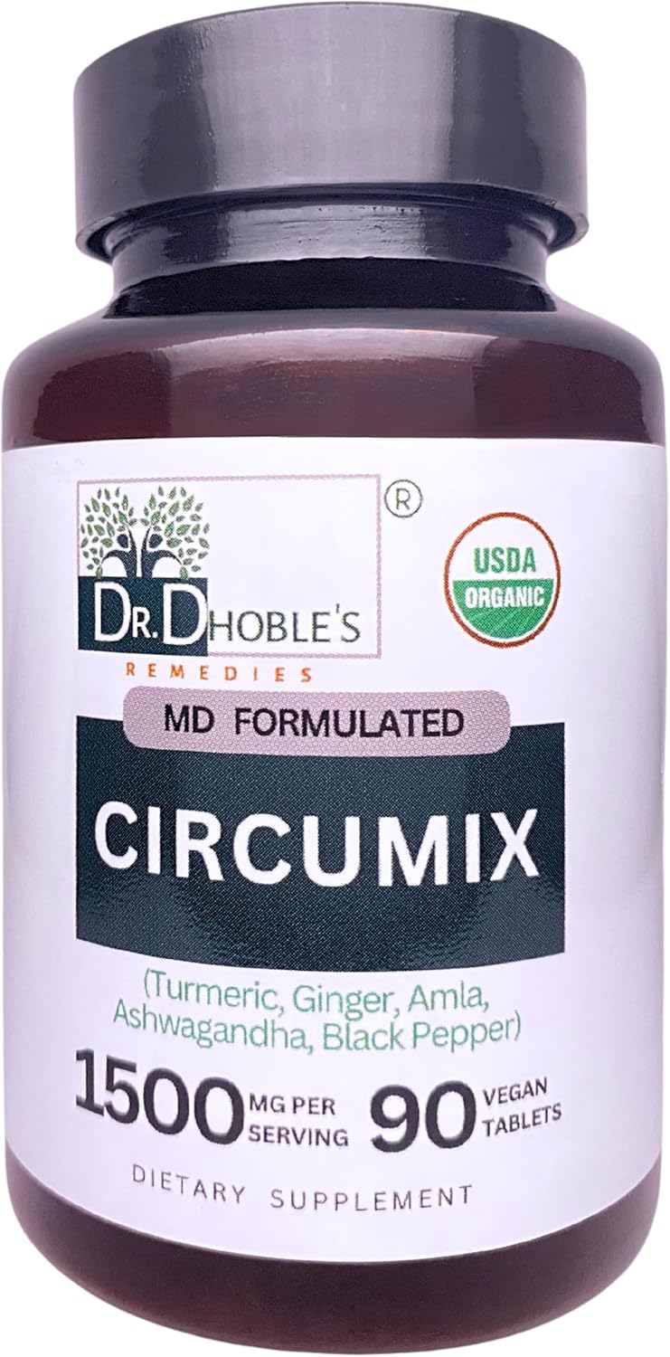 Organic Circumix Joint Support Supplement by Dr. Dhoble - Turmeric, Ashwagandha, Amla, Ginger, Black Pepper - 90 Vegan Tablets for Men & Women