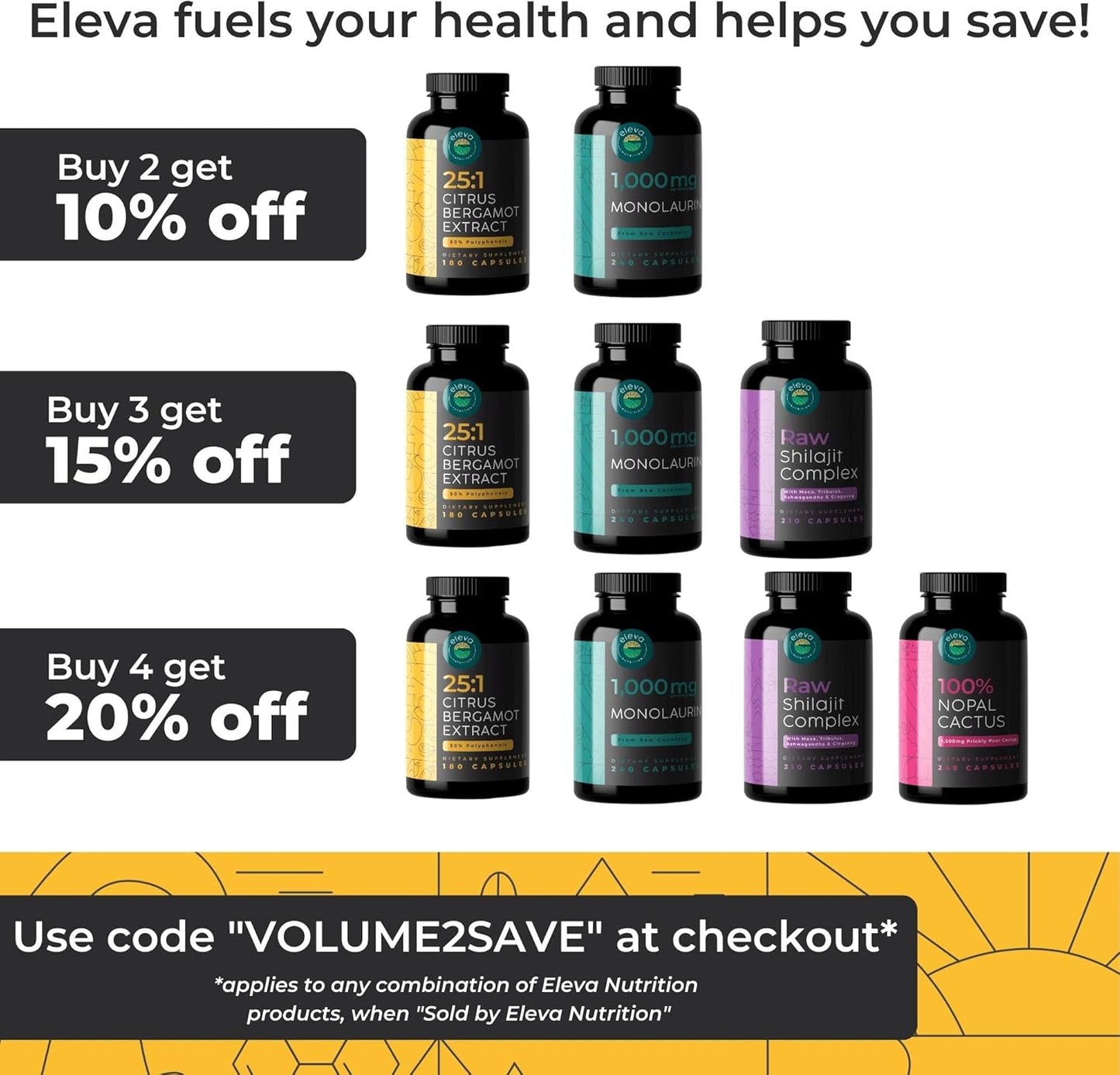 Organic Citrus Bergamot Extract Capsules 1000mg - High Cholesterol Supplement with 50% Polyphenols, Black Pepper - Vegan, Non-GMO - 180 ct.