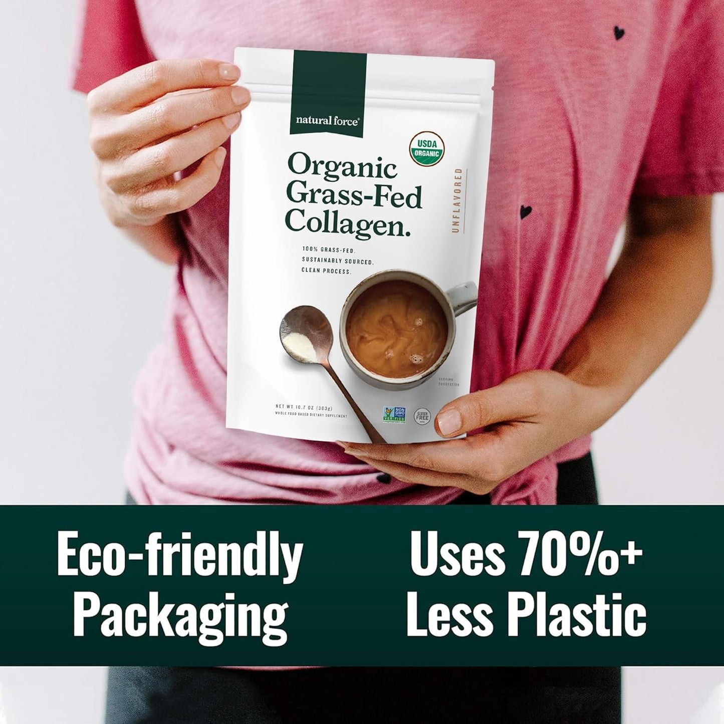 Organic Clean Collagen Peptides Powder - USDA Certified, Non-GMO, Keto & Paleo - Hydrolyzed Type I & III Protein Powder - Essential Amino Acids - Unflavored, 10.7oz