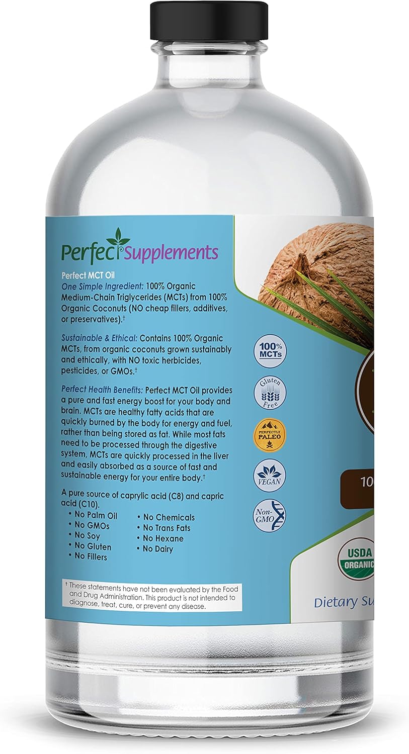 Organic Coconut MCT Oil - 30oz for Sustainable Energy & Brain Boost