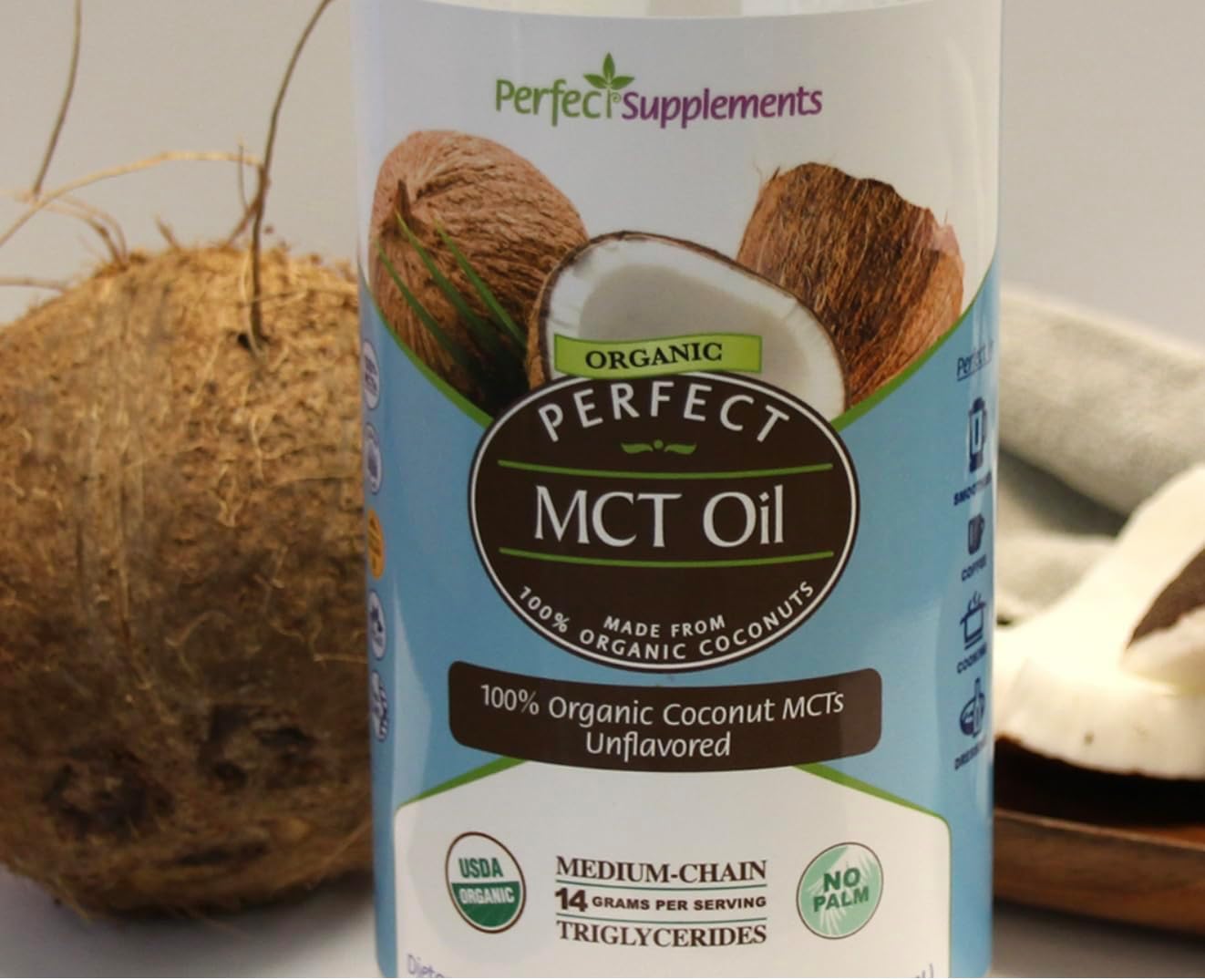 Organic Coconut MCT Oil - 30oz for Sustainable Energy & Brain Boost