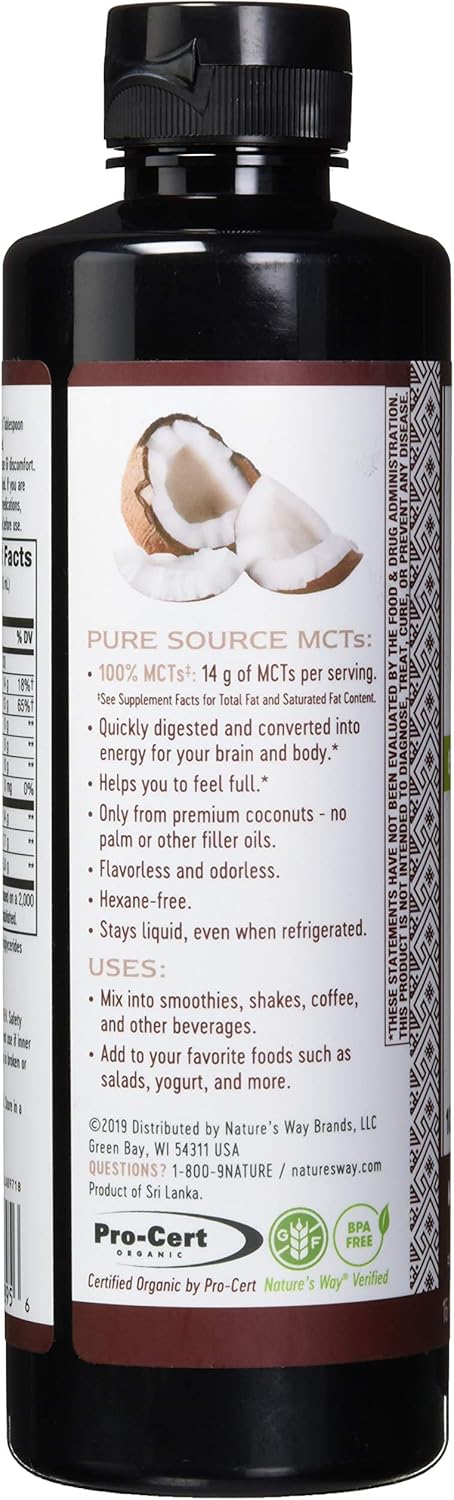 Organic Coconut MCT Oil, Non-GMO, Gluten-Free, 14g MCTs per Serving, 32oz (Pack of 2) by Nature's Way