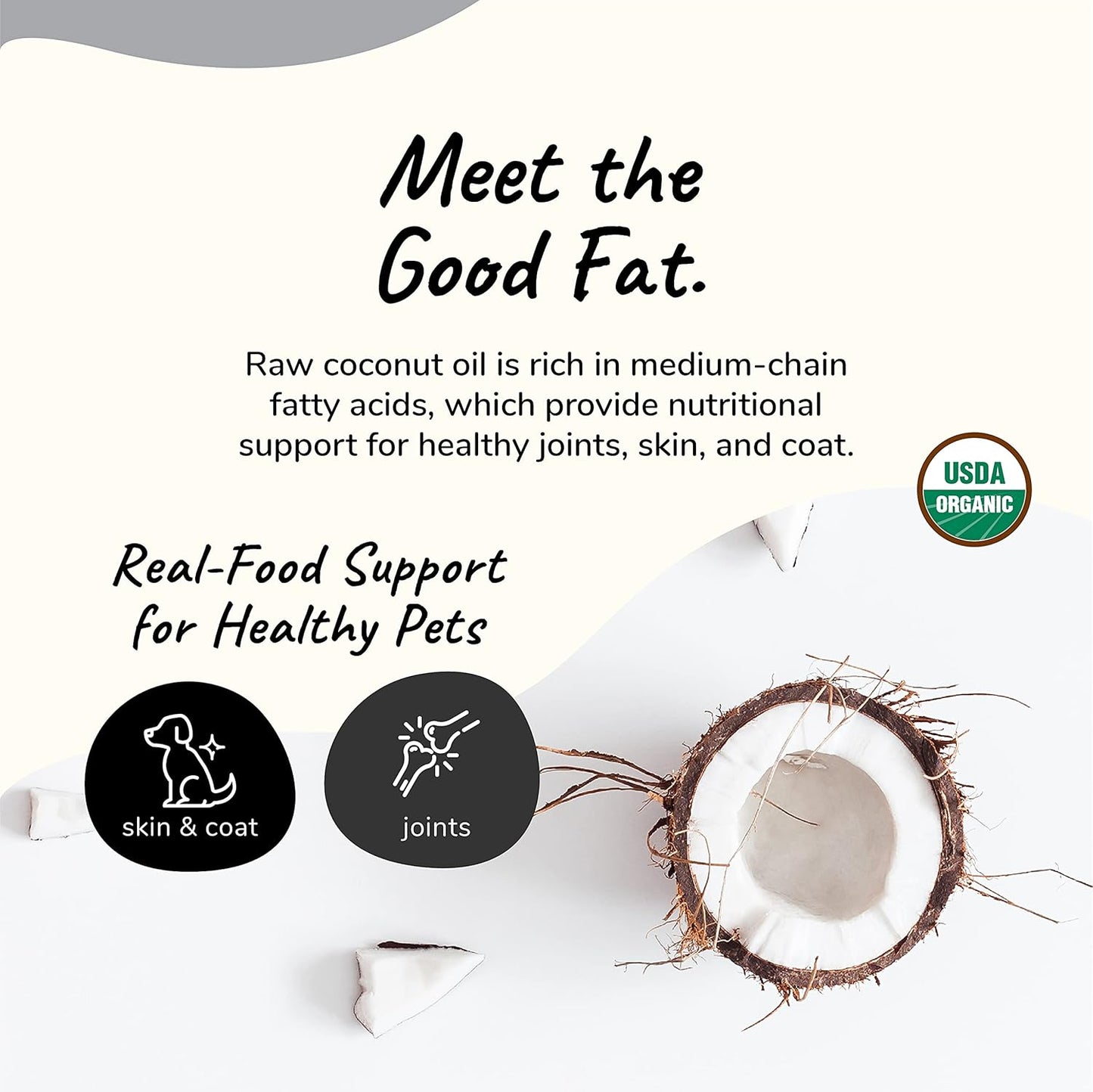 Organic Coconut Oil Pet Supplement for Dogs and Cats - Natural Skin and Coat Support - Cold Pressed Extra Virgin Coconut Oil - Itchy Skin & Dry Skin Treatment