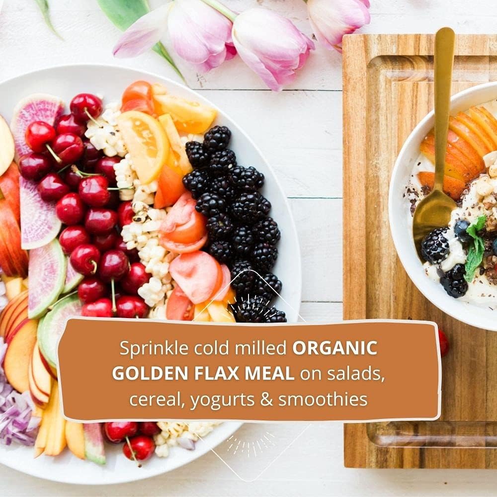 Organic Cold Milled Flaxseed Meal for Women and Men - High Omega 3, Fiber, and Protein - 100% Natural - 28 Servings - Pack of 3